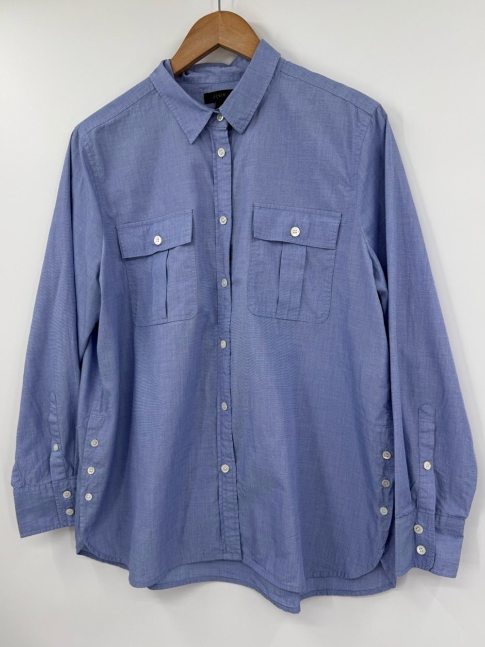 ✦ J.Crew Cotton Dual Pocket Button-Down Shirt | Blue | 14